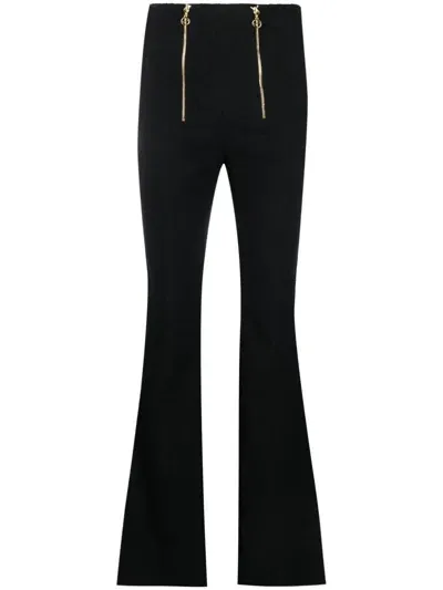 Patou Zip-detail Tweed Flared Trousers In Black