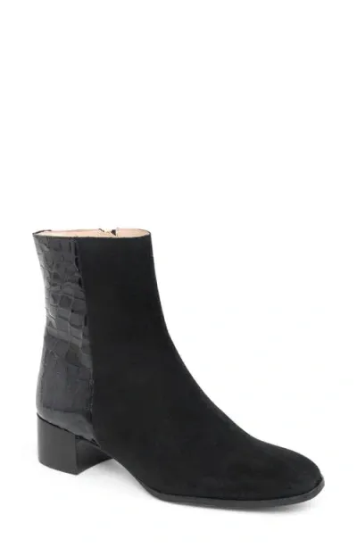 Patricia Green Dylan Croc Embossed Bootie In Black