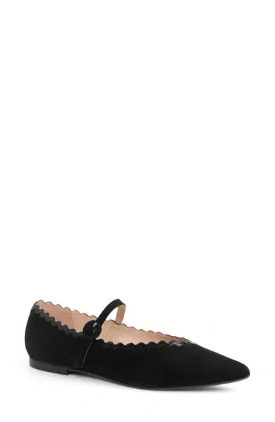 Patricia Green Sutton Scallop Pointed Toe Mary Jane Flat In Black