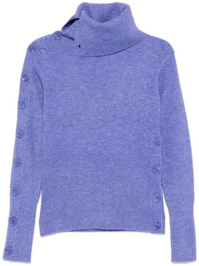 Patrizia Pepe Buttoned Jumper In Blue