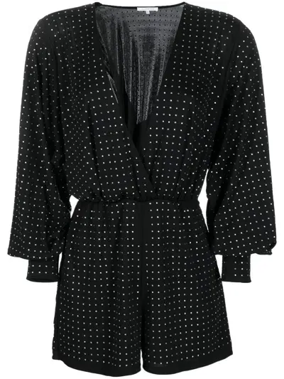 Patrizia Pepe Crystal-embellished Playsuit In Black