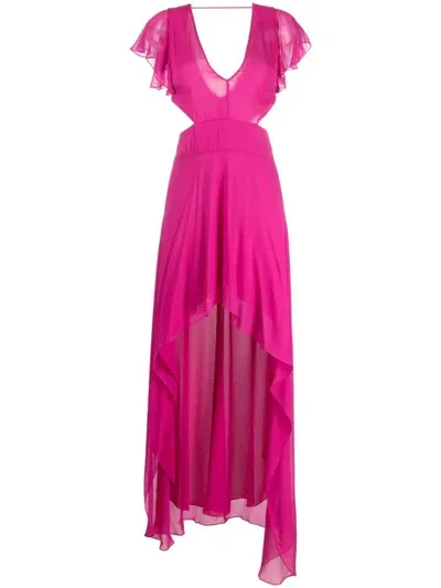 Patrizia Pepe Cut-out Detail Chiffon Maxi Dress In Pink