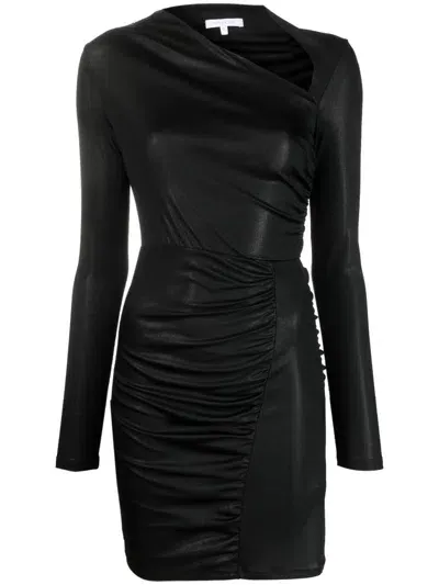 Patrizia Pepe Cut-out Detail Ruched Jersey Dress In Black