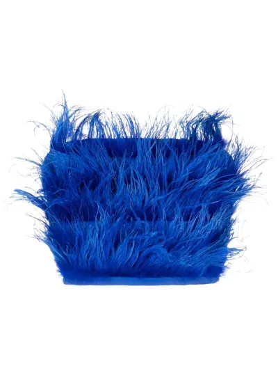 Patrizia Pepe Feather-detailing Cropped Top In Blue