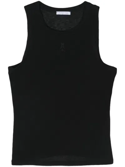 Patrizia Pepe Fly-embroidered Tank Top In Black