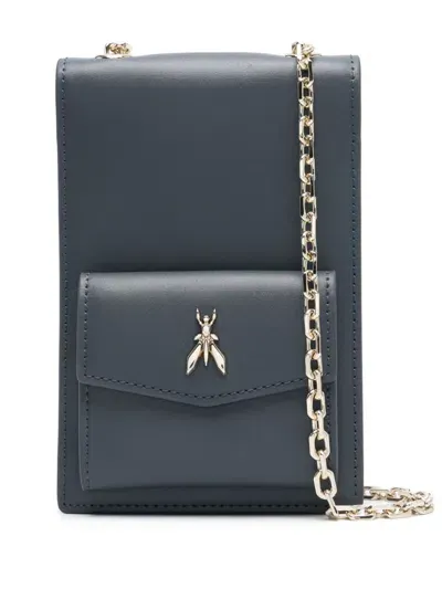 Patrizia Pepe Fly-plaque Wallet On Chain In Grey