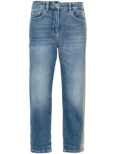 Patrizia Pepe Foil-detailing Cropped Jeans In Blue