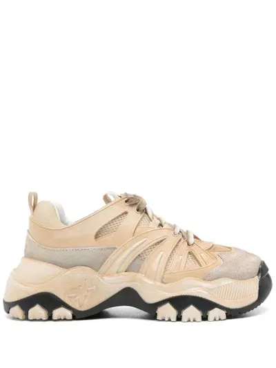 Patrizia Pepe Leather Sneakers In Neutrals