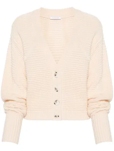 Patrizia Pepe Logo-charm Cardigan In Neutrals