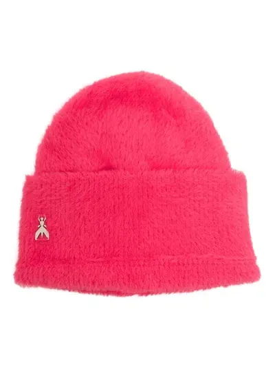 Patrizia Pepe Logo-plaque Beanie Hat In Pink