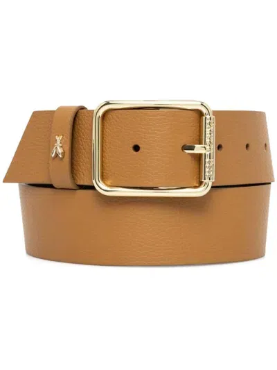 Patrizia Pepe Logo-plaque Belt In Brown