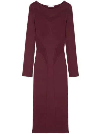 Patrizia Pepe Logo-plaque Dress In Purple