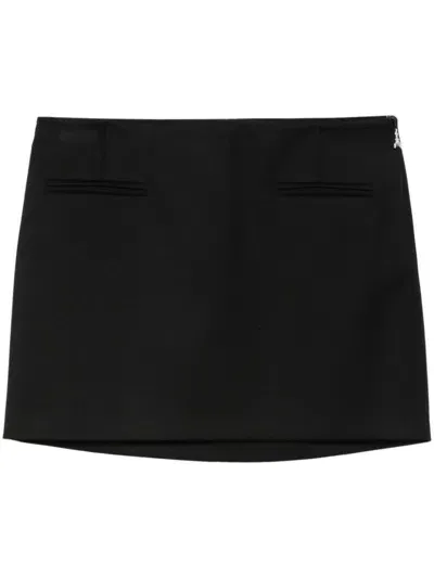 Patrizia Pepe Low-rise Flannel Mini Skirt In Black