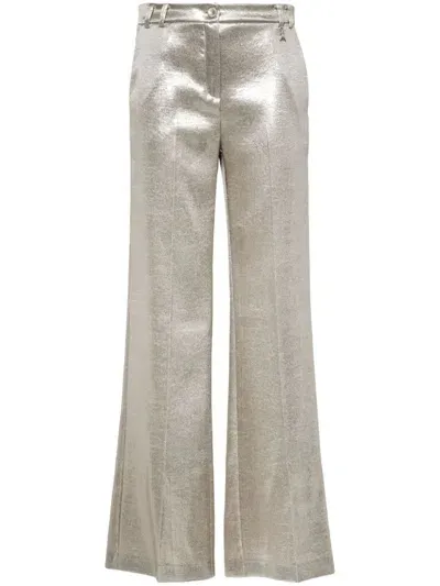 Patrizia Pepe Low-rise Satin Trousers In Metal Light