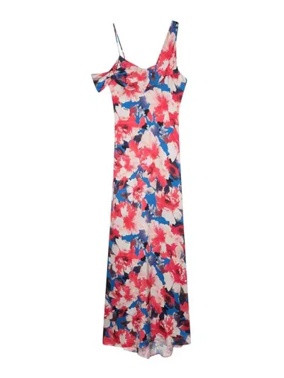 Patrizia Pepe Asymmetric Floral-print Maxi Dress In Rosado