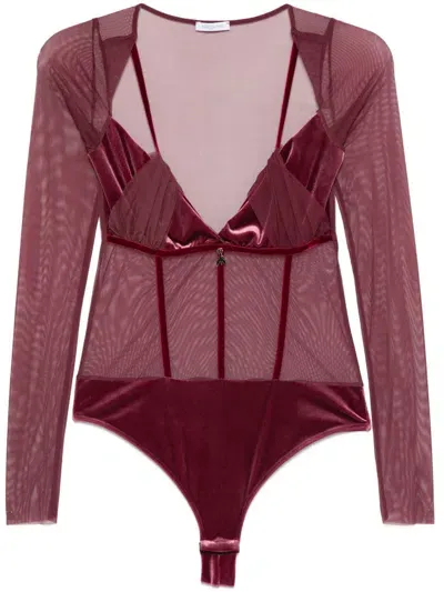 Patrizia Pepe Mesh Bodysuit In Purple