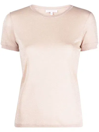 Patrizia Pepe Metallic-effect Short-sleeve T-shirt In Pink