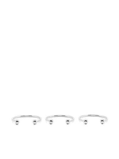 Patrizia Pepe Piercing Hoop Bracelets (set Of Three) In Silver