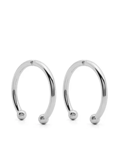 Patrizia Pepe Piercing Hoop Earrings In Silver