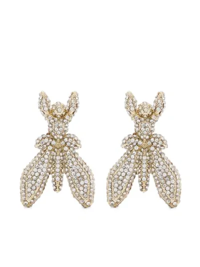 Patrizia Pepe Rhinestone-embellished Fly Earrings In Gold