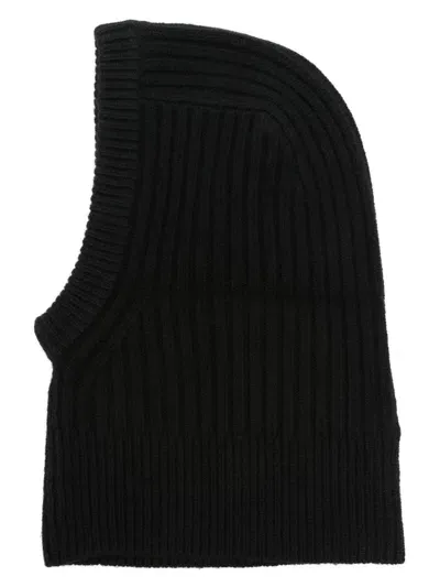 Patrizia Pepe Ribbed-knit Balaclava In Black