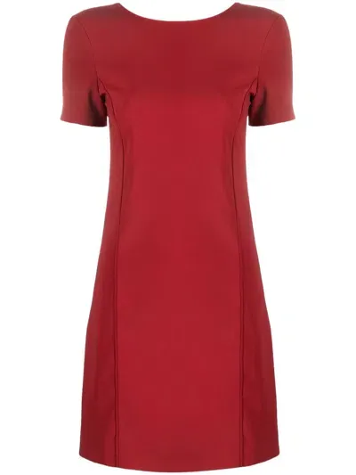 Patrizia Pepe Short-sleeved Crepe A-line Mini Dress In Red