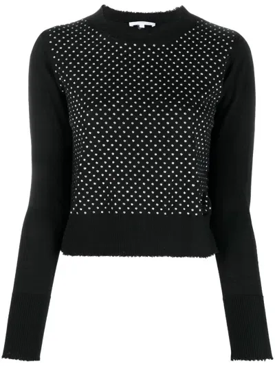 Patrizia Pepe Stud-embellished Round-neck Jumper In Black