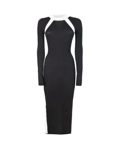 Patrizia Pepe Two-tone Ribbed Midi Dress In I258