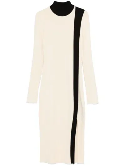 Patrizia Pepe Trim-detailed Midi Dress In Nude