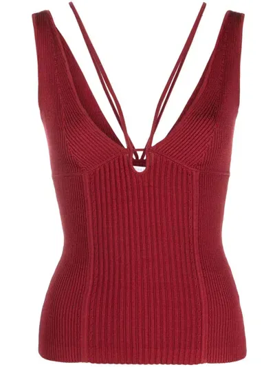 Patrizia Pepe V-neck Sleeveless Top In Red