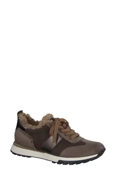 Paul Green Wasa Faux Fur Trim Sneaker In Earth Moro Combo