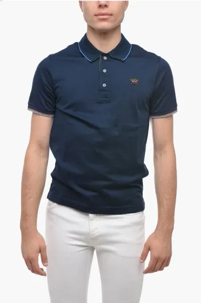 Paul & Shark Cotton Polo Shirt With Colored Buttons In Blue