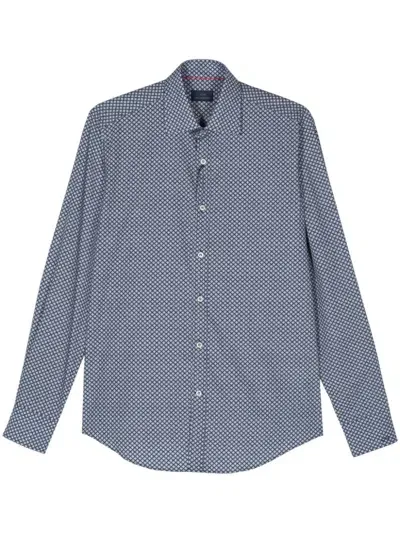 Paul & Shark Geometric-print Shirt In Blue