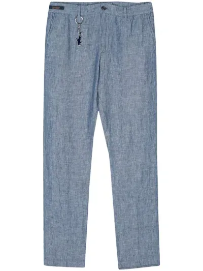 Paul & Shark Linen Chino Trousers In Blau