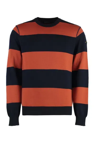 Paul & Shark Striped Wool Sweater In Blue