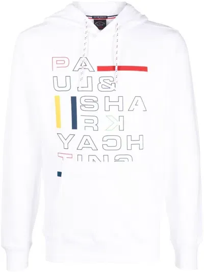 Paul & Shark 'save The Sea' Knitted Hoodie In White