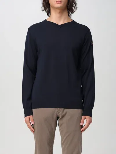 Paul & Shark Logo-patch Cable-knit Jumper In Blau