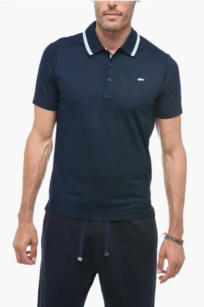 Paul & Shark Yachting Piquet Cotton Polo With Embroidery In Blue