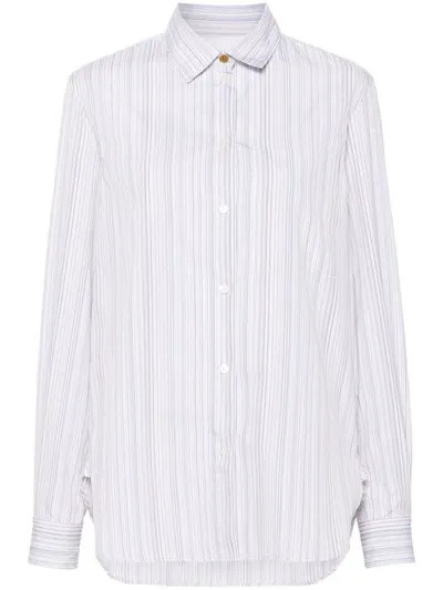 Paul Smith Artist Stripe Pattern Shirt In White