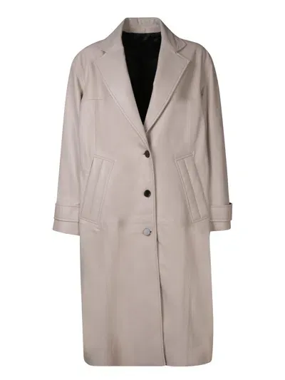 Paul Smith Beige Leather Coat In Neutrals