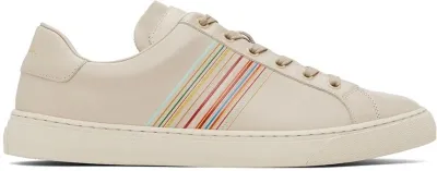 Paul Smith Beige Leather Hansen Sneakers In White