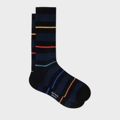 Paul Smith Black And Navy Thin Stripe Socks