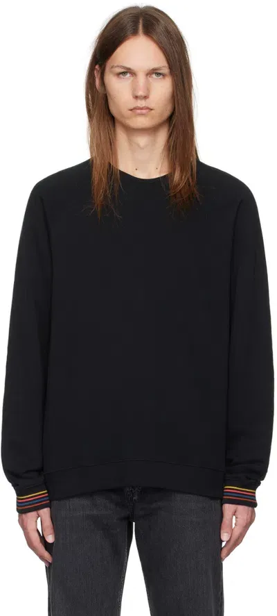 Paul Smith Black Artist Stripe Cuff Sweatshirt In 79 Blacks