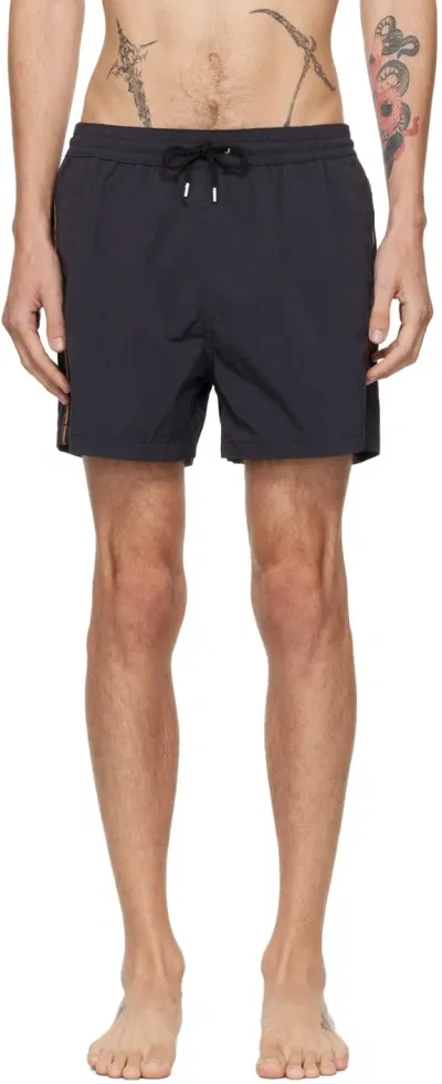 Paul Smith Black Artist Stripe Swim Shorts In 79 Blacks