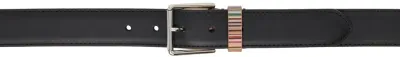 Paul Smith Black Signature Stripe Keeper Leather Belt In 79 Blacks