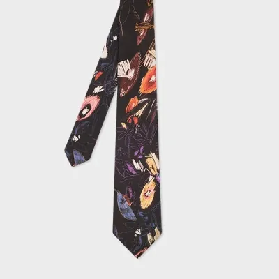 Paul Smith Black 'sketchbook Botanical' Tie