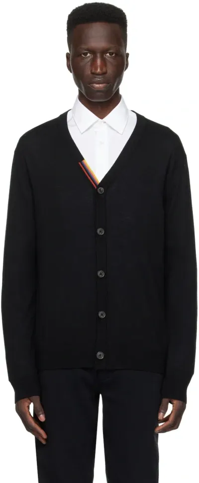 Paul Smith Black Striped Cardigan In 79 Blacks