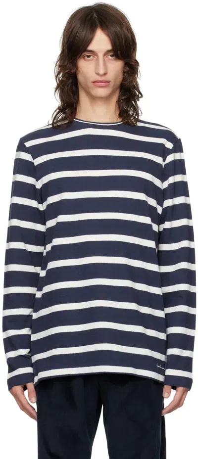 Paul Smith Striped Knitted Jumper In Blue