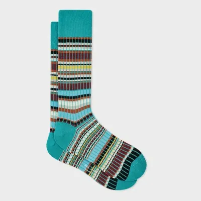 Paul Smith Blue 'signature Stripe' Ribbed Socks