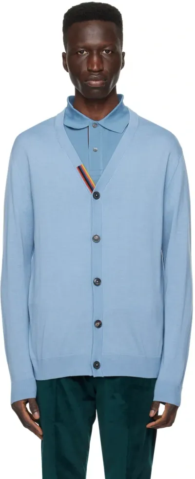 Paul Smith Blue Striped Cardigan In 41 Blues